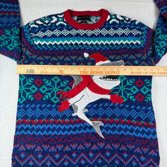Blizzard Bay Santa Shark wearing Mittens Sm Holiday Sweater Ugly Christmas Funny - Picture 7 of 13